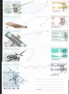 Australia 1994 Aviation Feats Post Paid Large Format  Aerogramme Set Of 5 Unused - Aérogrammes