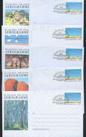 Australia 1992 70c Tourist Landscape Paintings Aerogramme Set Of 5 Fine Used FDI Cancels - Aérogrammes