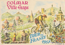 CYCLISME - CPSM : COLMAR  Ville étape Tour De France 1957 - Radsport