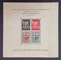 1952-XXXV CONGRESO EUCARISTICO INTERNACIONAL, BARCELONA.Hojita Bloque.MNH - Feuillets Souvenir