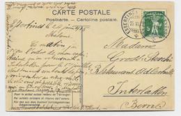 CARTE POSTALE POUR LE SOLDAT SUISSE REVENU DE L'ETRANGER ESSERTINES 25.VI.1915 TO INTERLAKEN - Sellados