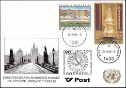 UNO WIEN 1999 Mi-Nr. 201 WEISSE KARTE - SBERATEL PRAG MISCHFRANKATUR 10.09.1999 - Lettres & Documents