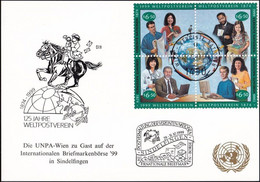 UNO WIEN 1999 Mi-Nr. 205 WEISSE KARTE - BRIEFMARKENBÖRSE SINDELFINGEN 29.10.1999 - Covers & Documents