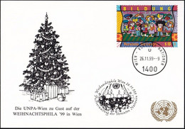 UNO WIEN 1999 Mi-Nr. 206 WEISSE KARTE - WEIHNACHTSPHILA WIEN 26.11.1999 - Lettres & Documents