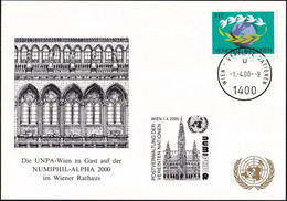 UNO WIEN 2000 Mi-Nr. 210 WEISSE KARTE - NUMIPHIL-ALPHA WIEN 01.04.2000 - Storia Postale