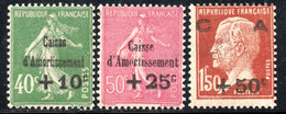 915.FRANCE,1929 SINKING FUND # 253-255 MNH,255 1.50 +.50 FR. LIGHT PAPER WRINKLES - 1927-31 Sinking Fund