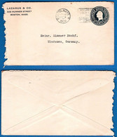 1928  USA Vordruck-Kuvert Ascher 160, From Boston (Maschinenstempel Mit Slogan) To Ulm / Donau - 1921-40