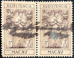 MACAU 1931 CHARITY TAX\REVENUE STAMP 5 AVOS USED PAIR - Otros & Sin Clasificación
