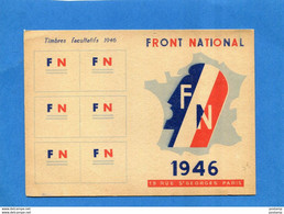 1946-FRONT NATIONAL  -carte De Membre Neuve ""   19rue St Georges PARIS-N°228271 - Lidmaatschapskaarten