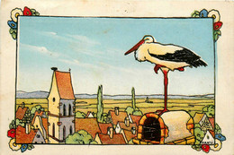 HANSI * JJ WALTZ * Cpa Illustrateur * Cigogne En Alsace * Oiseau Animal - Hansi