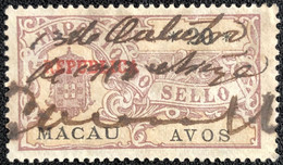 MACAU, 1912 ROYAL COAT OF ARMS REVENUE STAMPS W\LOCAL OVERPRINT "REPUBLICA" (LARGE) - 20 AVOS.PB#180 - Other & Unclassified