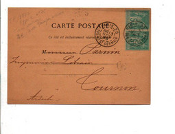 SAGE AFFRANCHISSEMENT COMPOSE SUR CARTE DE PARIS 20 1889 - 1877-1920: Periodo Semi Moderno