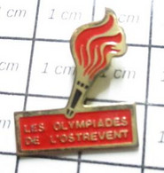 1316b Pin's Pins / Beau Et Rare / THEME : JEUX OLYMPIQUES / FLAMME LES OLYMPIADES DE L'OSTREVENT C'est Du Vent ! - Jeux Olympiques