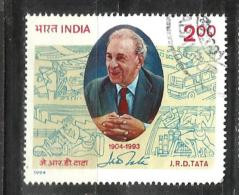 INDIA, 1994, J R D Tata, , Industrialist, And Pioneer Of Civil Aviation In India, 1 V,  FINE USED - Oblitérés