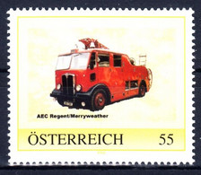 PM 8015095 Feuerwehr AEC Regent Feuerwehrauto  - Aus 100-er Auflage - Personalisierte Briefmarken