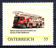 PM 8015099 Feuerwehr Scania P124G 360/Bronto Feuerwehrauto - Aus 100-er Auflage - Personalisierte Briefmarken