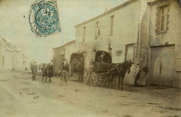 Bouaye * 1904 * Carte Photo * Attelages Diligences Cocher Dans Une Rue Du Village * Hôtel - Bouaye