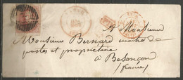 Belgique - N°8A (bdf En Bas/au Filet à Gauche/margé Et Voisin) Sur Lettre De NAMUR Vers BESANCON + PD + Passage - Balkenstempel: Einladungen