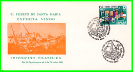 SOBRE EXPOSICION FILATELICA VINOS MATASELLADO EN EL PUERTO DE SANTA MARIA  AÑO 1981 - Sonstige & Ohne Zuordnung