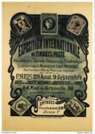 Sur Encart Rigide Affiche Réduite De EXPOSITION Internationale Timbres Poste - PARIS - Sté Nationale Horticulture - 1900 - Plakate