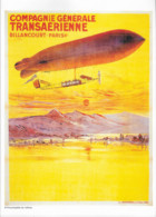 Sur Encart Rigide Affiche Réduite De COMPAGNIE GENERALE TRANSAERIENNE - Billancourt - PARIS - Dirigeable - ASTRA - Affiches