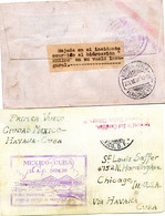 Poste Aérienne, Mexique, Cuba. Pli Accidenté, Hydravion "Mexico", 1831, étiquette Au Verso. Image Du Recto Et Du Verso. - Historische Dokumente