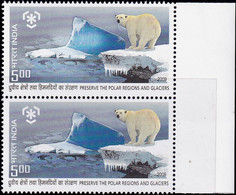 POLAR BEARS - PRESERVE THE POLAR REGIONS AND GLACIER- PAIR-VARIETY-INDIA 2009-MNH-D5-43 - Préservation Des Régions Polaires & Glaciers