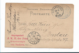 SAC043 / SACHSEN - Portofreiheit, Grossherzogtum Von Sachsen 18.8.1882, Heinrichau Nach Breslau - Saxony