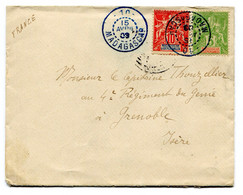 RC 23306 MADAGASCAR 1903 TYPE GROUPE CAD NUMERO " 10 " SUR LETTRE POUR GRENOBLE FRANCE - Lettres & Documents