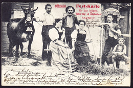 1902 Offizielle Festkarte Eidg. Schwing- Und Älplerfest, Sarnen Mit Stabstempel SCHWENDI-KALTBAD (Obwalden) - Sarnen