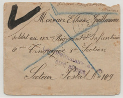 WW1 LAC Ou VILLERS - DOUBS - 1916 Lettre En Franchise Militaire Pour Secteur Postal 109 Destinataire N'a Pu être Atteint - Guerra De 1914-18