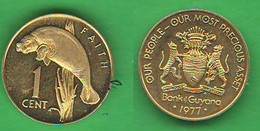 Guyana ONE Cent 1977 Lamantino Manatee - Guyana