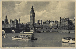 London.   -   The Thames At Westminster   -   1955   Naar   Liège - River Thames