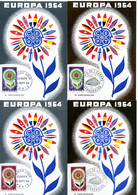 1964 - 4 Cartes EUROPA Oblitérations PARIS Et STRASBOURG - Tp N° 1430 Et 1431 - 1960-1969