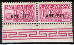 TRIESTE - AMGFTT - 1953 - PACCHI IN CONCESSIONE - SOVRASTAMPA SU UNA LINEA -  VALORE DA 110 LIRE - MNH - Colis Postaux/concession