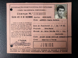 LICENÇA FEDERAÇÃO PORTUGUESA DE CICLISMO - SPORT CLUBE E. BOMBARRALENSE (BA5#C5) - Tarjetas De Membresía