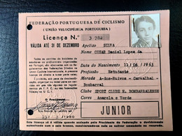 LICENÇA FEDERAÇÃO PORTUGUESA DE CICLISMO - SPORT CLUBE E. BOMBARRALENSE (BA5#C25) - Lidmaatschapskaarten