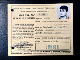 LICENÇA FEDERAÇÃO PORTUGUESA DE CICLISMO - SPORT CLUBE E. BOMBARRALENSE (BA5#C32) - Membership Cards