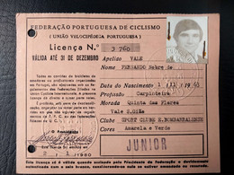 LICENÇA FEDERAÇÃO PORTUGUESA DE CICLISMO - SPORT CLUBE E. BOMBARRALENSE (BA5#C74) - Membership Cards