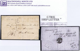 Ireland Cork Gibraltar FAC Maritime 1833 Unframed CORK/SHIP LETTER Type S2 In Orange On Letter Gibraltar To Dublin - Préphilatélie