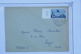 AX3 SUISSE  BELLE LETTRE  1947   GENEVE SUISSAIR POUR TROYES  FRANCE ++ TP BORD DE FEUILLE++AFFRANCH. PLAISANT - Otros & Sin Clasificación