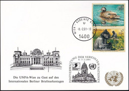 UNO WIEN 2001 Mi-Nr. 225 WEISSE KARTE - INTERNAT. BRIEFMARKENTAGE BERLIN 08.02.2001 - Covers & Documents