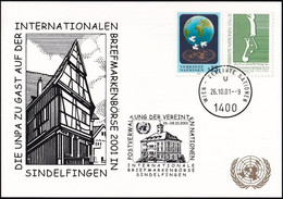 UNO WIEN 2001 Mi-Nr. 233 WEISSE KARTE - INT. BRIEFMARKENBÖRSE SINDELFINGEN 26.10.2001 - Covers & Documents