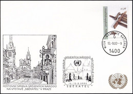 UNO WIEN 2002 Mi-Nr. 243 WEISSE KARTE - SBERATEL PRAG 13.09.2002 - Covers & Documents