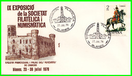 SOBRE EXPOSICION DE FILATELIA Y NUMISMATICA BLANES  CON MATASELLO DE BLANES AÑO 1978 - Andere & Zonder Classificatie