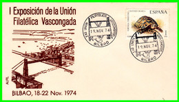 SOBRE EXPOSICION DE LA UNION FILATELICA VASCONGADA CON MATASELLO DE BILBAO  AÑO 1974 - Altri & Non Classificati