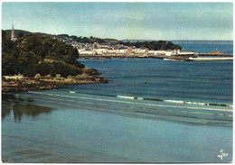 CPSM DE DOUARNENEZ  (FINISTERE)  LE PORT ET LES PLOMARC'H VUS DES FALAISES DU RIS - Douarnenez