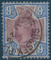 Angleterre N°101 9 Pence Bleu Et Violet Brun Obl Dateur TTB - Usati