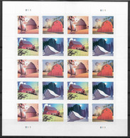 US 2021, Barns Postcard Stamps, Sheet Of 20 Forever Stamps, LUXE MNH** - Fogli Completi