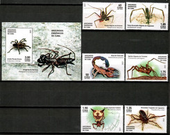 CUBA 2021 *** Insects Spiders Arachnids 6 V Stamps + 1 MS MNH (**) Limited Edition - Ungebraucht